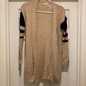 Tan and Black Sweater with Pockets